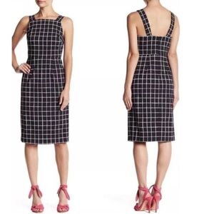 Betsy Johnson Black White Windowpane Midi Dress, Size 6